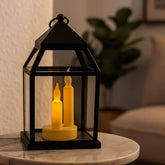 Farol navideño de 33cm con velas decorativas, en color blanco o negro